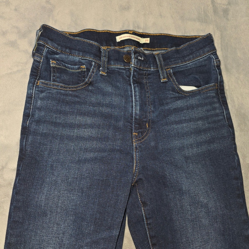 Levis 720 High Rise Super Skinny Jeans Dark Wash Denim W29 L30 Womens